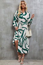 Load image into Gallery viewer, Tie-Waist Printed Button Up Dress