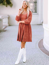 Load image into Gallery viewer, Square Neck Three-Quarter Sleeve Mini Dress
