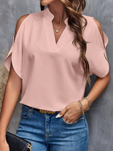 Load image into Gallery viewer, Notched Cold Shoulder Blouse