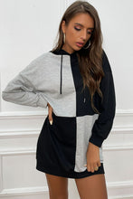 Load image into Gallery viewer, Two-Tone Dropped Shoulder Hooded Dress