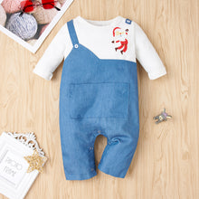 Load image into Gallery viewer, Baby Santa Graphic Faux Overall Jumpsuit
