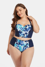 Load image into Gallery viewer, Plus Size Floral Lace-Up Halter Neck Bikini Set