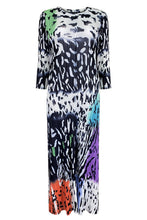 Load image into Gallery viewer, Printed Accordion Pleated Three-Quarter Sleeve Dress