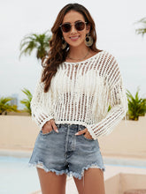 Load image into Gallery viewer, Fringe Trim Openwork Long Sleeve Cover-Up