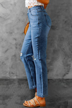 Load image into Gallery viewer, High Waist Distressed Straight Leg Jeans