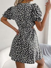 Load image into Gallery viewer, Floral Cutout Flounce Sleeve Dress