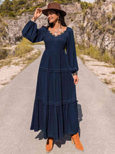 Load image into Gallery viewer, Long Sleeve Lace Trim Maxi Dress