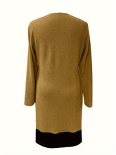 Load image into Gallery viewer, Contrast Ribbed Round Neck Long Sleeve Dress