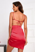 Load image into Gallery viewer, Ruched Tie-Back Asymmetrical Spaghetti Strap Dress