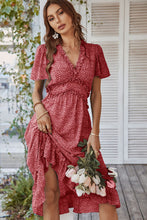 Load image into Gallery viewer, Leopard Frill Trim Flutter Sleeve Dress