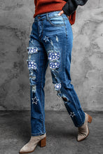 Load image into Gallery viewer, Printed Patch Distressed Boyfriend Jeans