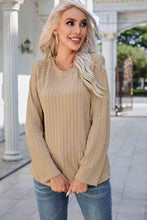 Load image into Gallery viewer, Round Neck Raglan Sleeve Ribbed Blouse