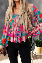 Load image into Gallery viewer, Floral Smocked Ruffled Balloon Sleeve Blouse