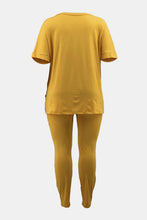 Load image into Gallery viewer, Plus Size V-Neck Slit Top and Pants Set