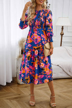 Load image into Gallery viewer, Printed Smocked Lantern Sleeve Ruffled Dress