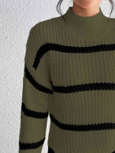 Load image into Gallery viewer, Striped Mock Neck Sweater