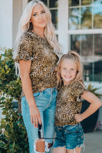 Load image into Gallery viewer, Girls Leopard Short Flounce Sleeve Tee