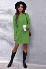 Load image into Gallery viewer, Cable-Knit Round Neck Sweater Dress