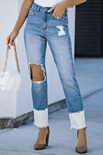 Load image into Gallery viewer, Contrast Distressed High Waist Jeans