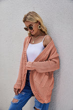 Load image into Gallery viewer, Cable-Knit Curved Hem Open Front Cardigan