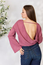 Load image into Gallery viewer, Culture Code Full Size Waffle-Knit Round Neck Long Sleeve Blouse