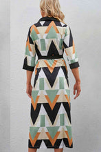 Load image into Gallery viewer, Printed Three-Quarter Sleeve Tied Midi Dress