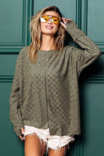 Load image into Gallery viewer, BiBi Checkered Thumbhole Long Sleeve T-Shirt