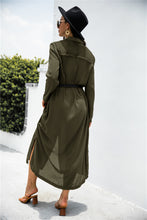 Load image into Gallery viewer, Button Down Side Slit Shirt Dress