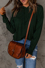 Load image into Gallery viewer, Dropped Shoulder Drawstring Hooded Knit Top