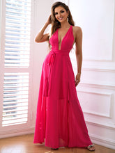 Load image into Gallery viewer, Tied Plunge Crisscross Split Dress