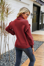 Load image into Gallery viewer, Ruffled Dropped Shoulder Turtleneck Sweater