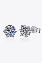 Load image into Gallery viewer, 925 Sterling Silver 6-Prong 2 Carat Moissanite Stud Earrings