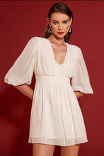 Load image into Gallery viewer, Glitter Puff Sleeve V-Neck Dress
