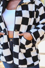 Load image into Gallery viewer, Double Take Full Size Checkered Button Front Coat with Pockets