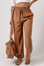Load image into Gallery viewer, Drawstring Smocked Waist Wide Leg Pants