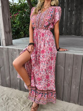 Load image into Gallery viewer, Floral Slit V-Neck Maxi Dress