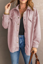 Load image into Gallery viewer, Suede Snap Front Dropped Shoulder Jacket
