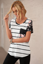 Load image into Gallery viewer, Striped T-Shirt with Patch Pocket