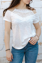 Load image into Gallery viewer, Lace Cutout Cold-Shoulder Top