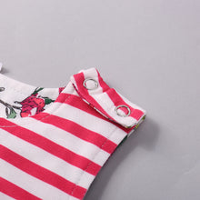 Load image into Gallery viewer, Floral Striped Round Neck Sleeveless Jumpsuit