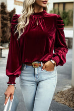 Load image into Gallery viewer, Mock Neck Puff Sleeve Blouse