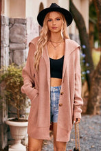 Load image into Gallery viewer, Collared Neck Button-Up Cardigan with Pockets