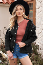 Load image into Gallery viewer, Distressed Button-Up Denim Jacket with Pockets