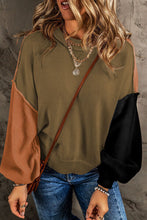 Load image into Gallery viewer, Contrast Round Neck Dropped Shoulder Sweater