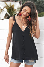 Load image into Gallery viewer, Buttoned Lace Trim Plunge Cami
