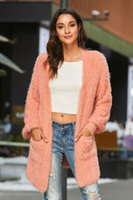 Load image into Gallery viewer, Open Front Fuzzy Cardigan with Pockets