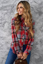 Load image into Gallery viewer, Plaid Button Front Curved Hem Shirt
