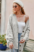 Load image into Gallery viewer, Ribbed Trim Button Down Lantern Sleeve Cardigan
