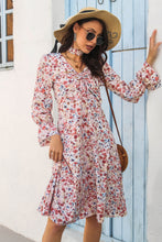 Load image into Gallery viewer, Floral Flounce Cuff Ruched V-Neck Dress