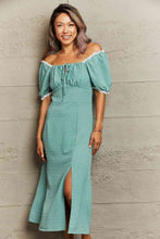 Load image into Gallery viewer, Swiss Dot Slit Off-Shoulder Dress